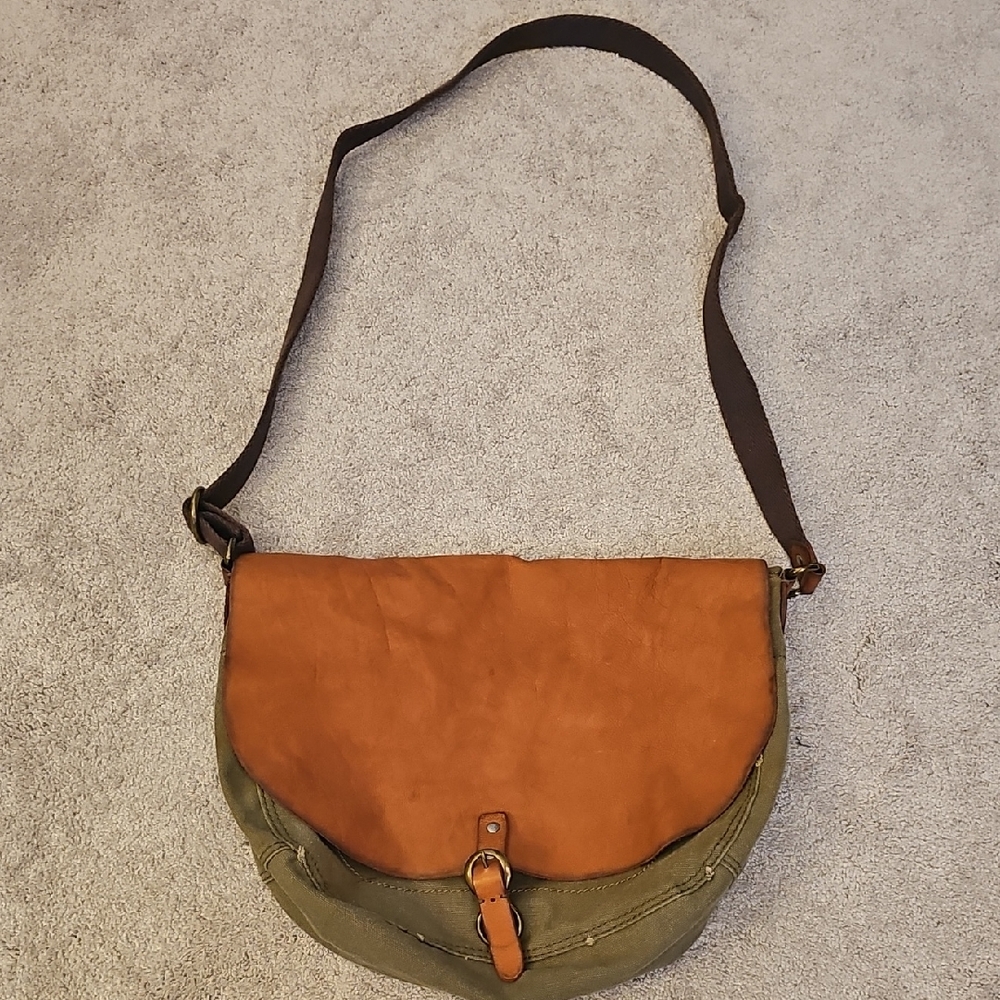 Lucky Brand Leather and Canvas Messenger Bag